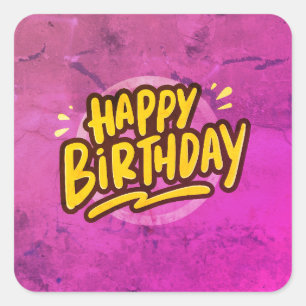 Sticker Carré Joyeux Anniversaire, Carte, Texte