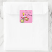 Sticker Carré Joyeux Anniversaire Cute Party Cakes (Sac)