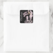 Sticker Carré Joyeux anniversaire Diva Girl | Nom do-it-yourself (Sac)