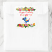 Sticker Carré Joyeux Anniversaire du perroquet tropical (Sac)