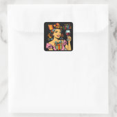 Sticker Carré Joyeux anniversaire | Femme rétro (Sac)