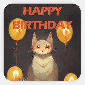 Sticker Carré Joyeux anniversaire ! - fête du chat (Devant)
