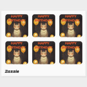 Sticker Carré Joyeux anniversaire ! - fête du chat (Feuille)