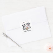 Sticker Carré Joyeux anniversaire Great Dane Dogs Cupcake (Enveloppe)