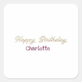 Sticker Carré joyeux anniversaire jaune marron pastel moderne te