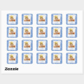 Sticker Carré Joyeux anniversaire Motif Blue Party Enfants Photo (Feuille)