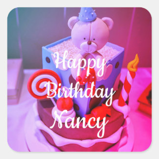 Sticker Carré Joyeux anniversaire Nancy
