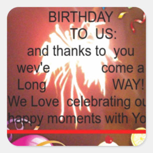 Sticker Carré Joyeux anniversaire pour nous