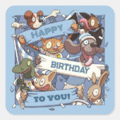 Sticker Carré Joyeux Anniversaire Pour Vous Ventilateurs Animaux (Devant)