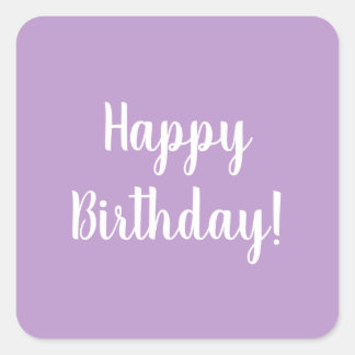Sticker Carré Joyeux anniversaire Purple Lilac Typographie