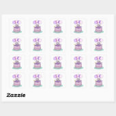 Sticker Carré Joyeux anniversaire rose et violet (Feuille)
