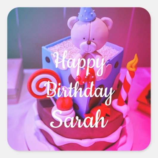 Sticker Carré Joyeux anniversaire Sarah (Devant)