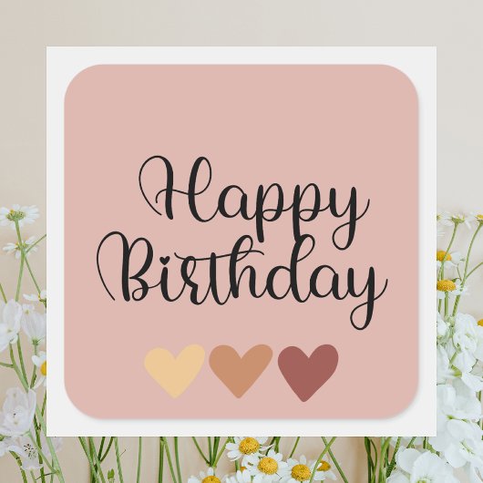 Sticker Carré Joyeux Anniversaire Simple Boho 