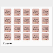 Sticker Carré Joyeux Anniversaire Simple Boho  (Feuille)
