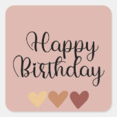 Sticker Carré Joyeux Anniversaire Simple Boho  (Devant)