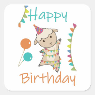 Sticker Carré Joyeux Anniversaire Souhaite À Vous Moutons De Bea