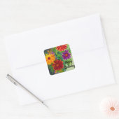 Sticker Carré Joyeux Anniversaire Vibrant Fleurs de Printemps co (Enveloppe)
