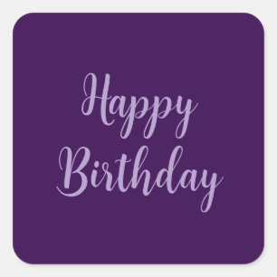 Sticker Carré Joyeux Anniversaire Violet Lavande Couleur personn
