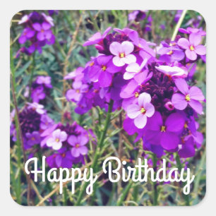 Sticker Carré Joyeux anniversaire Wallflower Bowles Mauve #1 Sti