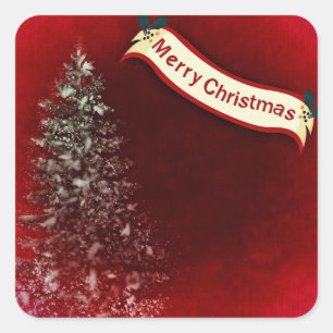 Sticker Carré Joyeux arbre de Noël