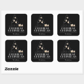 Sticker Carré Joyeux arbre de Noël noir (Feuille)