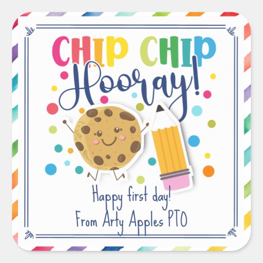 Sticker Carré Joyeux biscuit du premier jour de l'école (Devant)