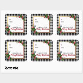 Sticker Carré Joyeux Buffalo Check Aquarelle Holly (Feuille)