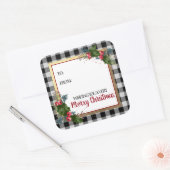 Sticker Carré Joyeux Buffalo Check Aquarelle Holly (Enveloppe)