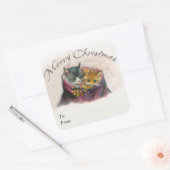 Sticker Carré Joyeux cadeau de Noël - Cute Kittens (Enveloppe)