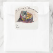 Sticker Carré Joyeux cadeau de Noël - Cute Kittens (Sac)