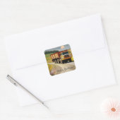 Sticker Carré Joyeux Camion de vidage d'anniversaire (Enveloppe)