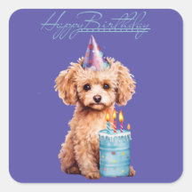 Joyeux caniche d'anniversaire avec Casquette de fê