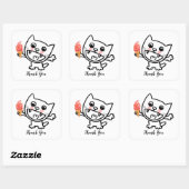 Sticker Carré Joyeux Chat Avec Crème De Glace (Feuille)
