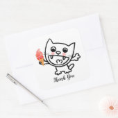 Sticker Carré Joyeux Chat Avec Crème De Glace (Enveloppe)