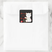 Sticker Carré Joyeux Chat Jouer Avec Lumière LED | Noël mignon (Sac)
