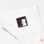 Sticker Carré Joyeux Chat Jouer Avec Lumière LED | Noël mignon (Enveloppe)