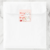 Sticker Carré Joyeux Chat Jouer Avec Lumière LED | Noël mignon (Sac)