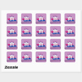 Sticker Carré Joyeux Chats Pride Avec Drapeau Pride Bisexuel (Feuille)