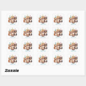 Sticker Carré Joyeux Chiens de Corgi d'anniversaire (Feuille)