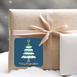 Sticker Carré Joyeux Chrismukkah Cute Hanoukka Christmas Tree<br><div class="desc">Ce mignon sticker Merry Chrismukkah présente un arbre de Noël vert décoré de bleus dreidel ornements et une étoile juive de David or en haut pour Hanoukka de combiner les 2 vacances pour une famille qui célèbre les deux.</div>