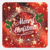 Sticker Carré Joyeux Christmans, parties scintillant et brillanc (Devant)