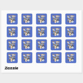 Sticker Carré Joyeux Chuseok avec le kakis (Feuille)