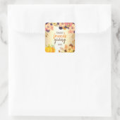 Sticker Carré Joyeux Citrouille et fleurs d'or rose (Sac)