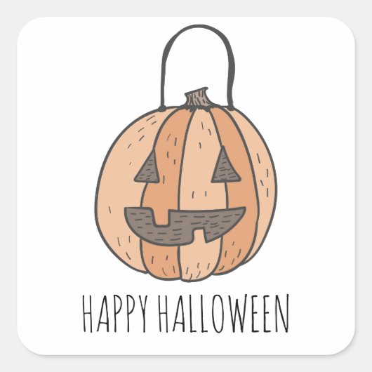 Sticker Carré Joyeux Citrouille Jack-o'-lantern Halloween (Devant)