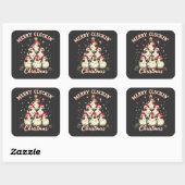 Sticker Carré Joyeux clucage Noël Funny Chicken Roosters (Feuille)
