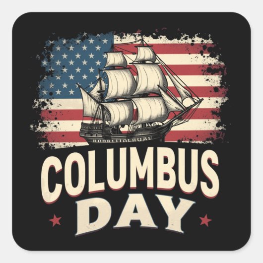 Sticker Carré Joyeux Columbus Day of Exploration and Reflection (Devant)