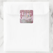 Sticker Carré Joyeux concept de lettres d'anniversaire (Sac)