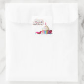 Sticker Carré Joyeux Cupcake d'anniversaire (Sac)