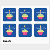 Sticker Carré Joyeux Cupcake d'anniversaire (Feuille)