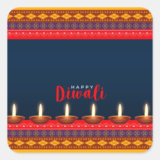Sticker Carré Joyeux Diwali   (Devant)